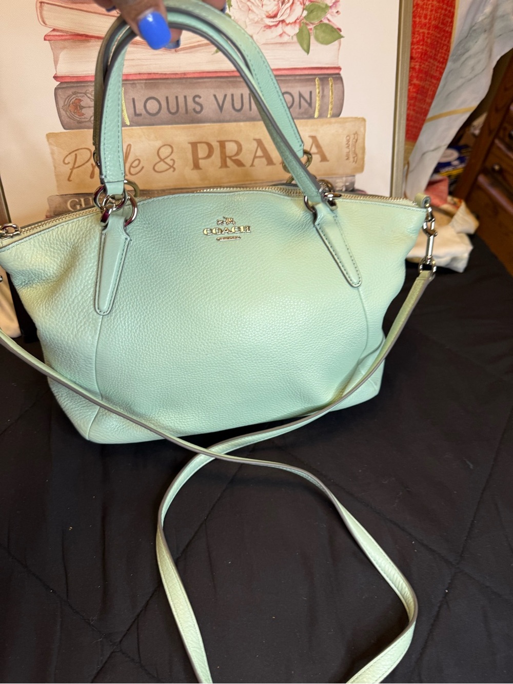 Coach Mint Leather Satchel - Mint Green Tote with Shoulder Strap